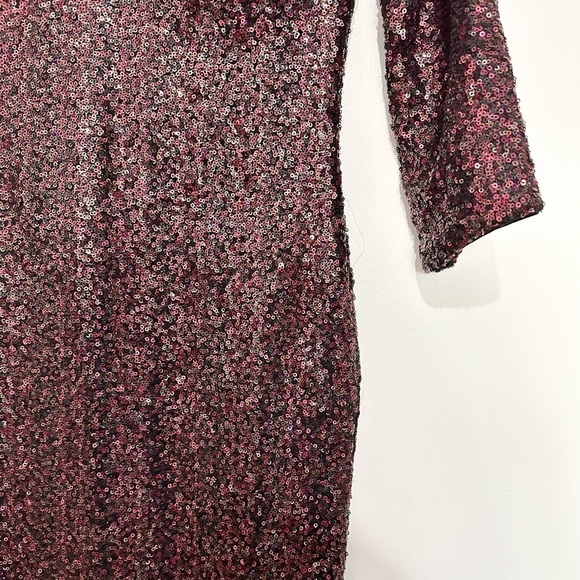 Express Red Black Sequins Embellished V-Neck Mini Bodycon Dress Party size 0 - Picture 3 of 6